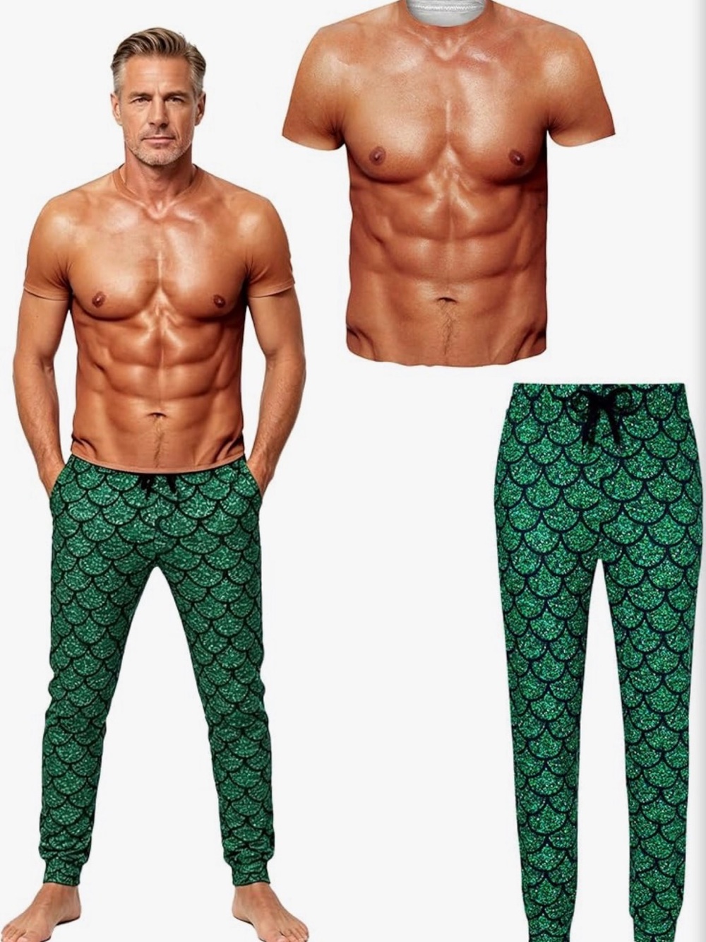 Men's Green Mermaid Scale Swim Pants - Unbranded